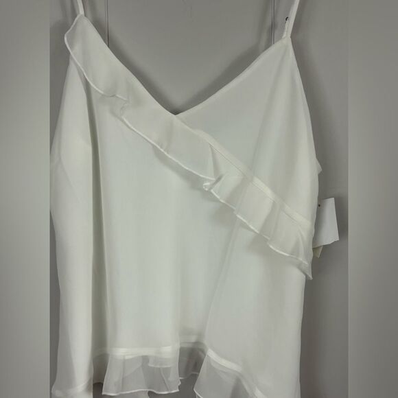 Abound White Asymmetrical Ruffled Cascading Chiffon Cami Size Large - Picture 2 of 12